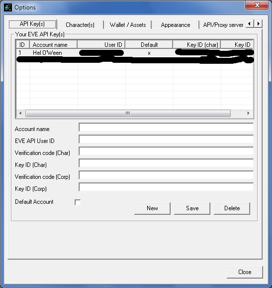 Options - accounts