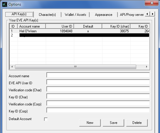 Options - accounts